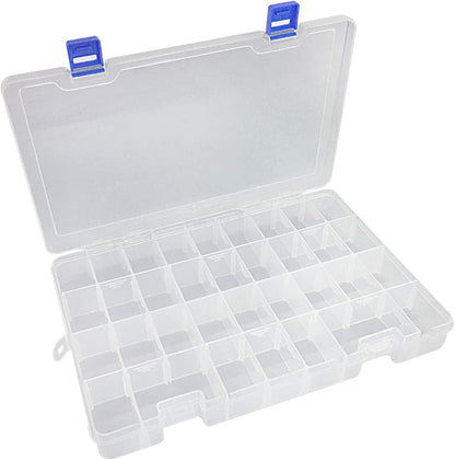Qualsen Plastic Organizer Storage Box with Adjustable Dividers, Fishing Tackle Box and Bead Organizer Box for Jewelry, Beads, Earrings, Tools, Fishing Hooks, and Small Accessories（34 Grid x 2）