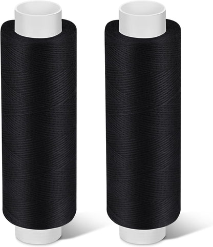 Bupete 2 Rolls Black Thread for Sewing, 200 Yards Each Roll Sewing Thread, Polyester Threads for Sewing Machine Embroidery Hand Stitching