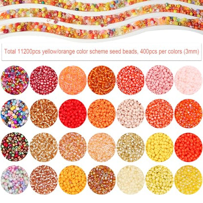 11200pcs Glass Seed Beads for DIY Crafting Bracelet Necklace Embroidery Jewelry Making Supplies (11200 Count)