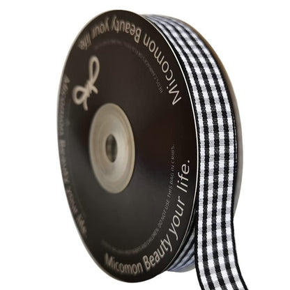 Black and White Wovon Edge Gingham Ribbon 25 Yard Each Roll 100% Polyester (75 Foot)