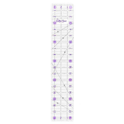 The Quilted Bear Quilting Rulers - Transparent Acrylic Non Slip Quilting, Patchwork & Sewing Ruler with Clear Black Lines & 30, 45 & 60 Degree Angles (3.5" x 18.5")