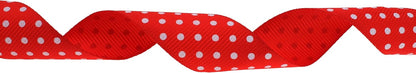 Polka Dot Grosgrain Ribbon 25 Yard Each Roll 100% Polyester (1", Red) - Crafty Corner