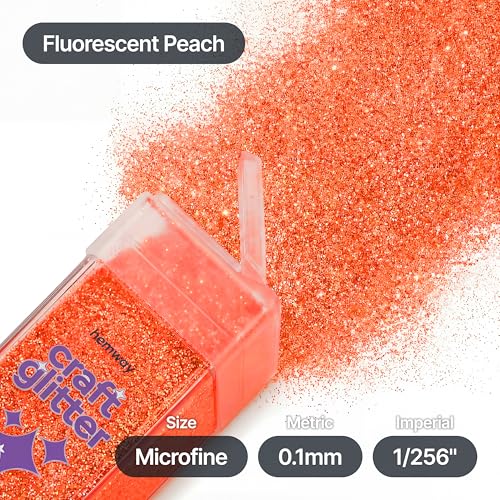 Craft Glitter Shaker Fluorescent Peach Orange 110g Microfine (3.8 Ounce)