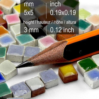 Moroccan Tiny Tiles for Mosaic, Microscopic Ceramic Tiles 1000 Units, 3/16 inch Ochre Brown, RC03