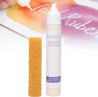 Masking Fluid for Watercolor Painting, 30ml White Masking Fluid Pen, Masking Liquid with Eraser, for Opaque Areas of Watercolor Painting