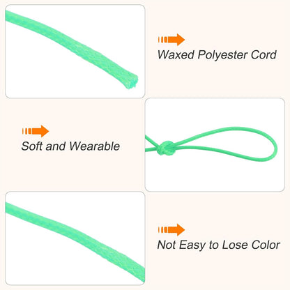 MECCANIXITY Waxed Cord 1mm Waxed Polyester Cord 175 Yard Wax String for Bracelet Making,Necklaces, Beading,Jewelry Making and DIY Crafts(Light Green)