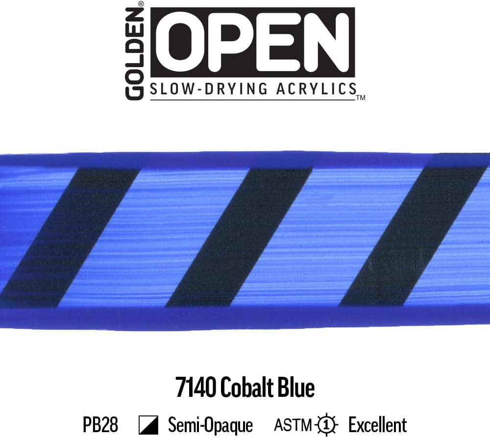 OPEN Slow-Drying Acrylics by GOLDEN, Cobalt Blue, 2 fl oz. tube, Professional Acrylic Paint, Semi-Opaque