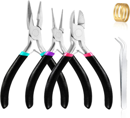 3 Pcs Jewelry Making Tools Pliers Kit, Includes Needle Nose/Round Nose Pliers/Diagonal, Wire Cutters for Jewelry Making Wire Wrapping Beading Crafts Matte Handle - Crafty Corner