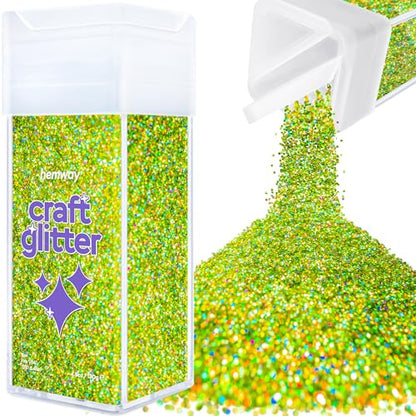Craft Glitter Shaker Lime Green Holographic 130g Fine (3.8 Ounce)