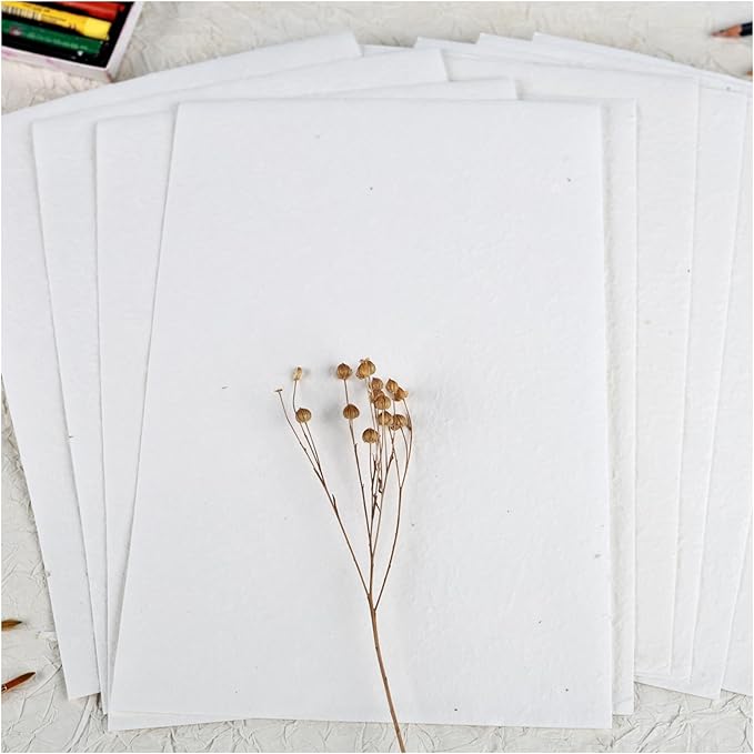 A4 Handmade Textured Paper, 10 Sheets Thick Ivory Dongba Papers for DIY Journals, Wedding Invitations, Crafts Arts, Card Making, Printer