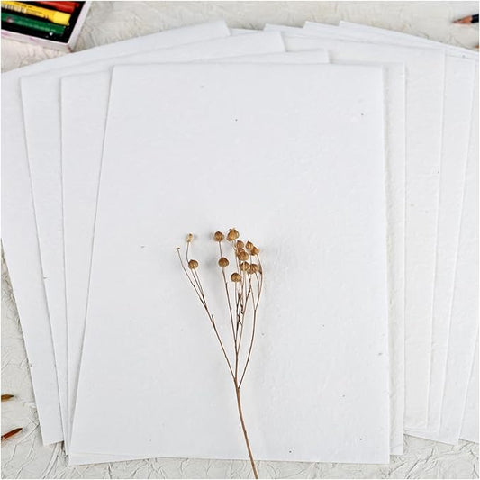 A4 Handmade Textured Paper, 10 Sheets Thick Ivory Dongba Papers for DIY Journals, Wedding Invitations, Crafts Arts, Card Making, Printer