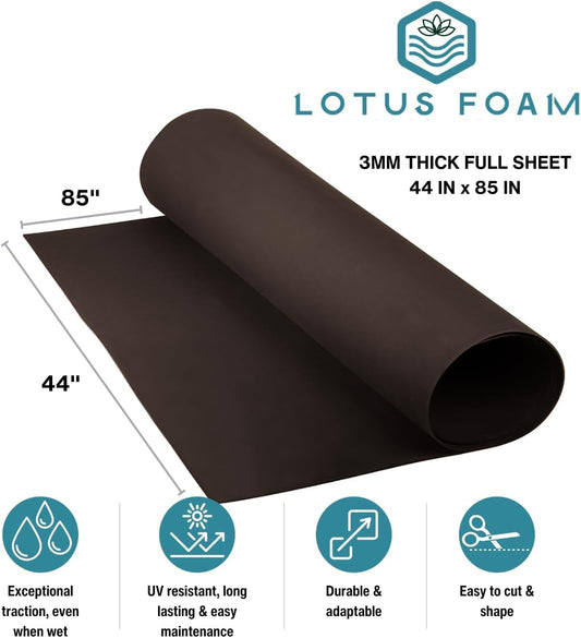 LotusFoam Large 3mm EVA Foam Sheet - 44"x 85" High Density Foam 130 kg/m3 for Cosplay, Costumes, Crafts, Flooring, Outdoor Use - 35 Colors (Chocolate) - Chocolate - Crafty Corner