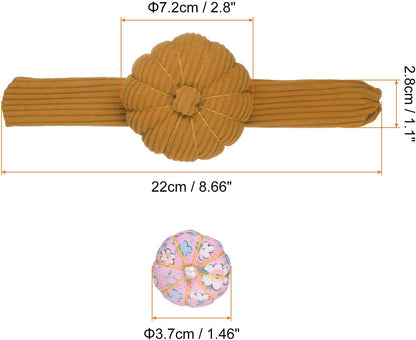 HARFINGTON Wrist Pin Cushions, Sewing Needle Pin Cushion Adjustable Strap with Elastic Strap Finger Ring Pincushions Fit All Wrist Sizes for Sewing Quilting Needlework DIY Crafts, Brown/Pink