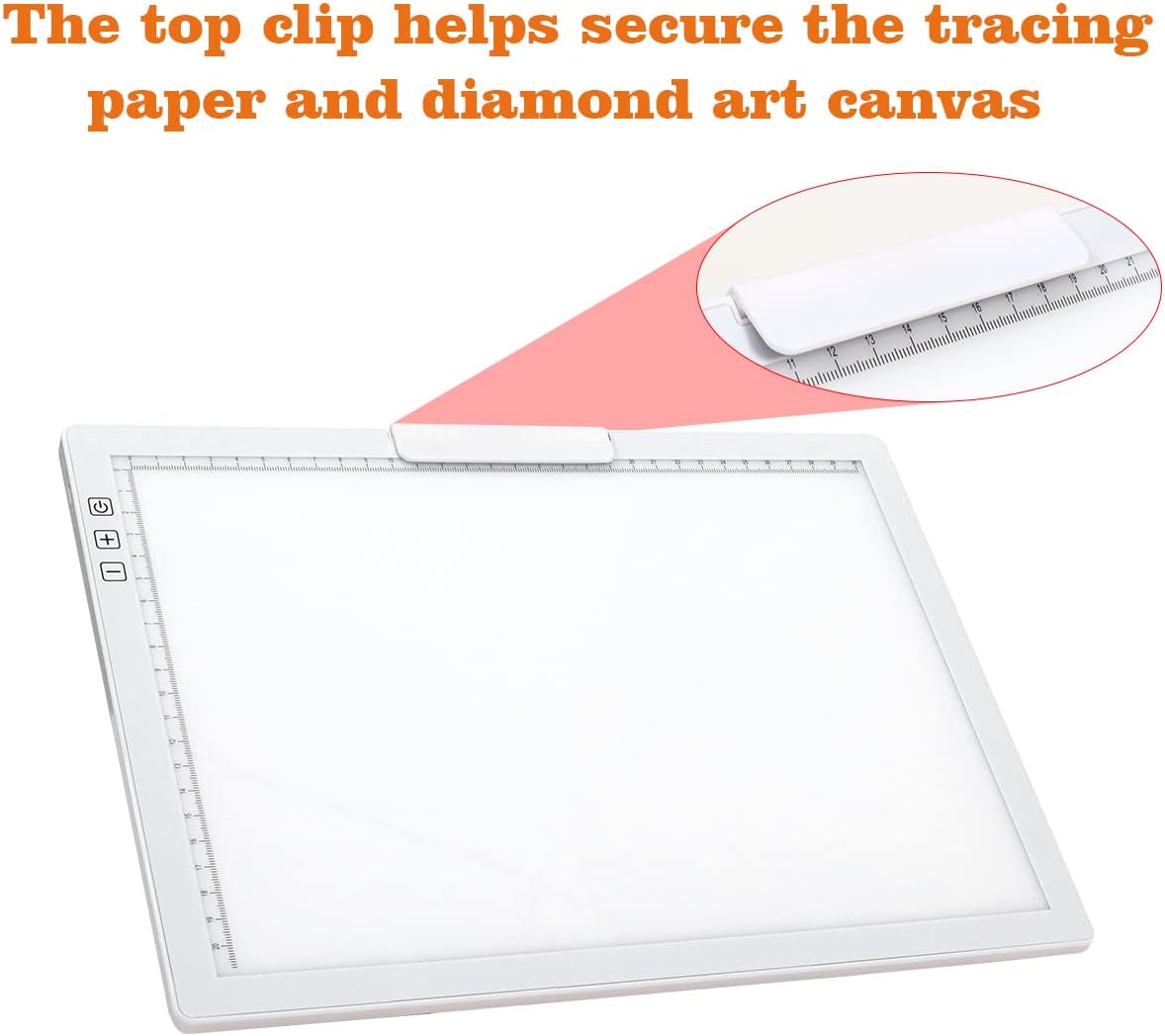 Rechargeable A4 LED Light Pad with Padded Case, YINGWOND Tracing Light Box w/Riser Stands and Paper Clip, 6 Levels of Brightness, Type-c Cable, Wireless Diamond Painting Light Board White