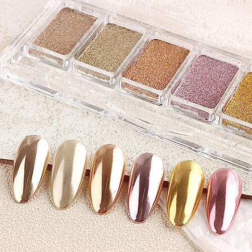 6 Colors Chrome Nail Powder Palette