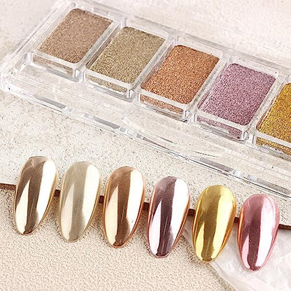 6 Colors Chrome Nail Powder Palette