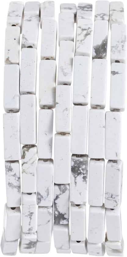 Natural White Turquoise Rectangle Tube Beads 4x13mm 38cm/str Loose Semi Gemstone Stone Beads for Making Bracelets Necklace Earrings