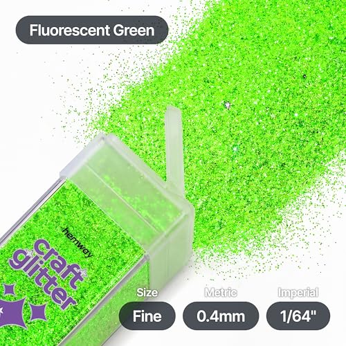 Craft Glitter Shaker Fluorescent Green 130g Fine (4.6 Ounce)