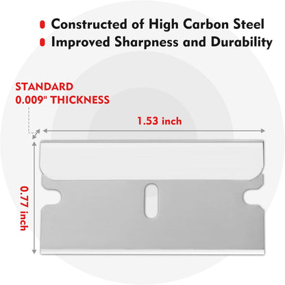 WORKPRO 200-Pack Single Razor Edge Blades, Industrial Scraper Razor Blades, High Carbon Steel One Edge Razor Blades