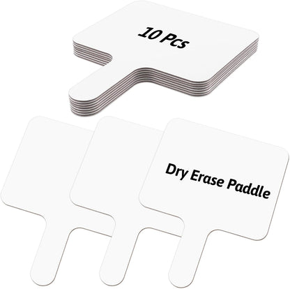 10 Pcs Dry Erase Answer Paddles 10x8 Inch Handheld White Boards Mini Double Sided Dry Erase Signs Small Auction Paddles for Students Teachers Office Classroom Meeting Voting Family Games Party