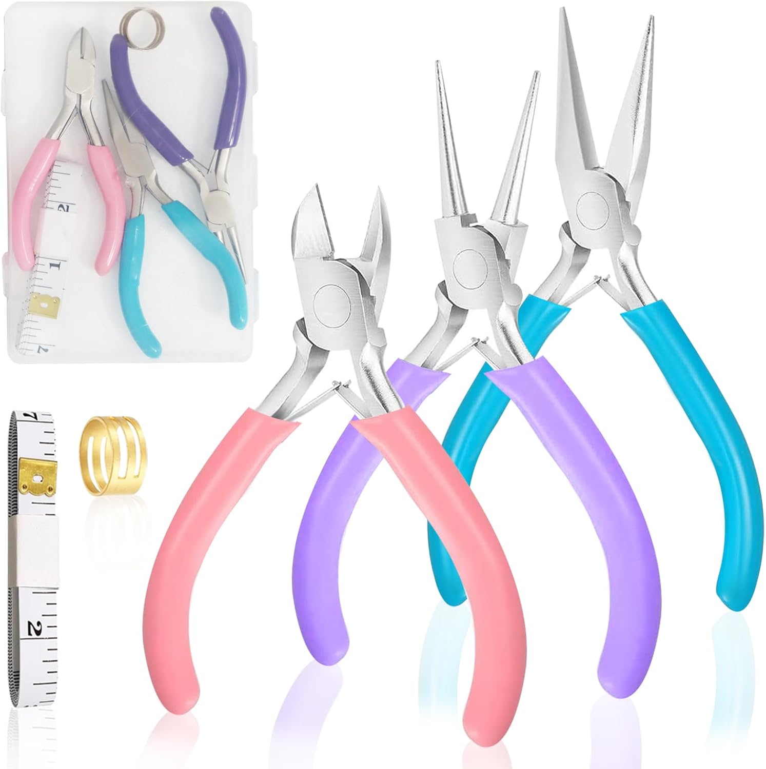 3 Pack Jewelry Pliers Set, Mini Pliers Set with Needle/Round, Carbon Steel Jewelry Tools with Storage Box, Applicable to Jewelry Making Supplies, Handicrafts, Earring Making - Crafty Corner