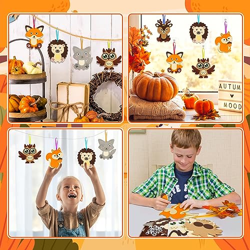 12 Pack Fall Craft Kit for Kids Make You Own Fall Animal Foam Stickers Fall Arts and Crafts DIY for Kids Boys Girls Party Supplies Thanksgiving Autumn Decoration (12 Count)