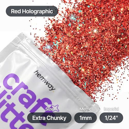 Craft Glitter Red Holographic 100g Extra Chunky Glitter (3.5 Ounce)