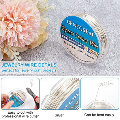 32.81 Feet 24 Gauge Silver Square Copper Wire