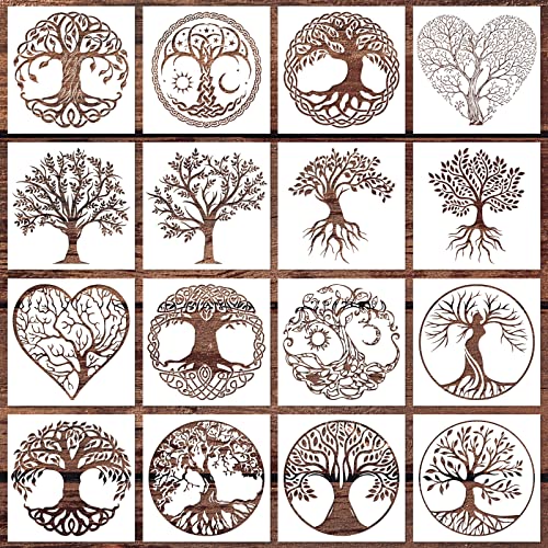16 Pack Tree of Life Stencils (16 Count)
