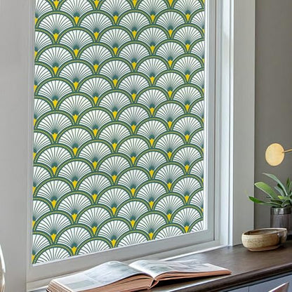 Art Deco Geometric Pattern Stained Glass Window Film 17.7'' x 78.7''