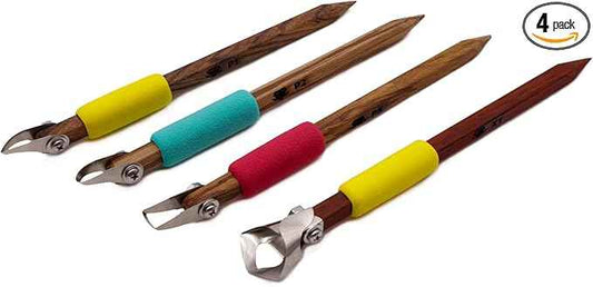The Original DiamondCore Tools: 4-Pack Pottery Carving Tool Set ‚ P1, P2, P5, X1, Clay Carving, Ceramic Sculpting, Sgraffito, Relief Fluting (Set 1)