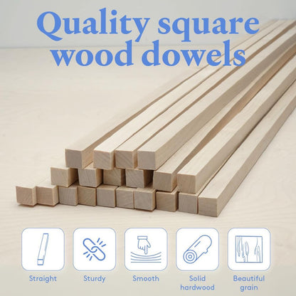 Wood Square Dowel Rods 3/16-inch x 36 Pack of 250 Wooden Craft Sticks for Crafts and Woodworking by Woodpeckers