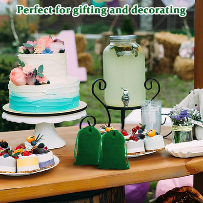 Shintop 20pcs Velvet Bags, 4x6inch Green Jewelry Drawstring Pouches Soft Cloth Gift Bags for Christmas St Patrick's Day Party Favor