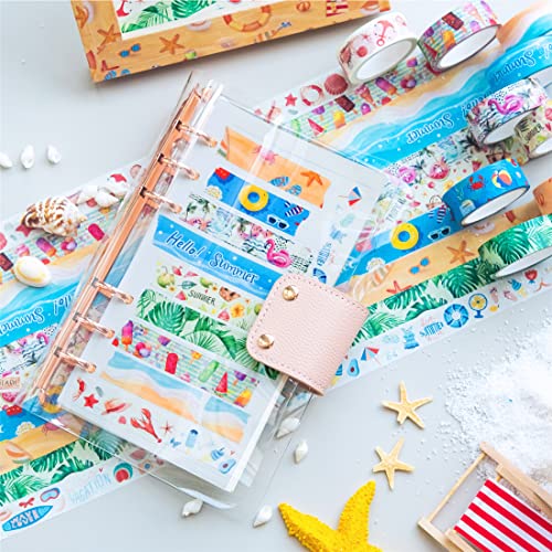 10 Rolls Four Seasons Washi Tape Set Beach Ice Cream Masking Decorative Tapes (10 Count)