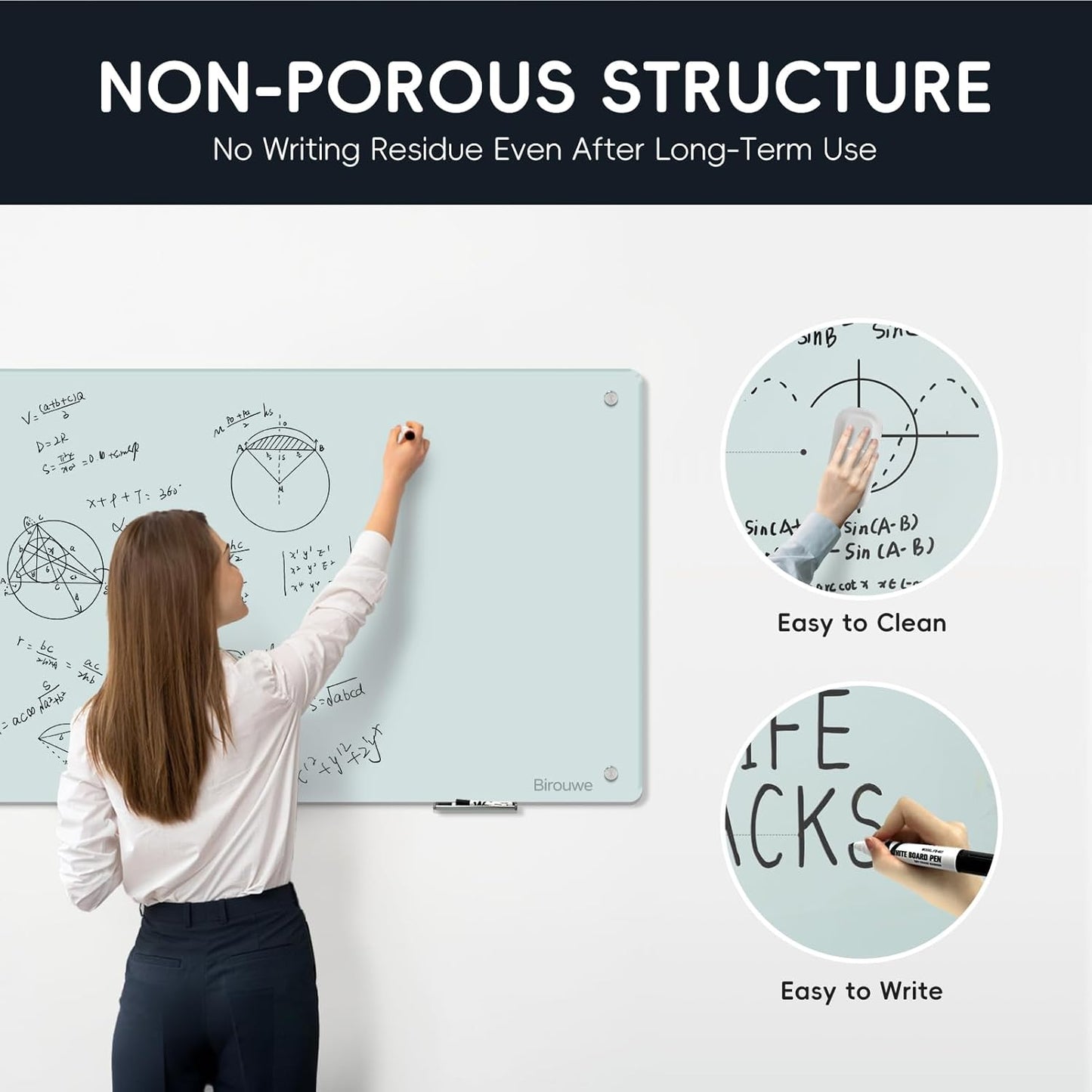 Magnetic Glass Whiteboard - Glass Dry Erase Board 36"x24" Large Frameless Glass Board for Walls Office School and Home