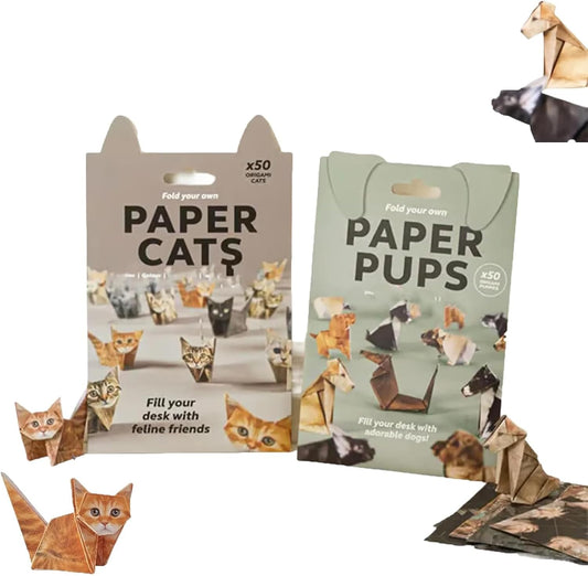 DIY Paper Cats - 50 Sheets DIY Origami Paper to Fold Cute Cat Figures, Fun Craft Activity for Adults & Kids, Desk Decoration & Gift for Cat Lovers - Crafty Corner