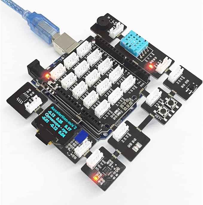 Electronic Projects Basic Starter Kit All in one Beginner Kit with 8 Sensors Detachable Compatible with Arduino for Beginner Adults Teens Learning