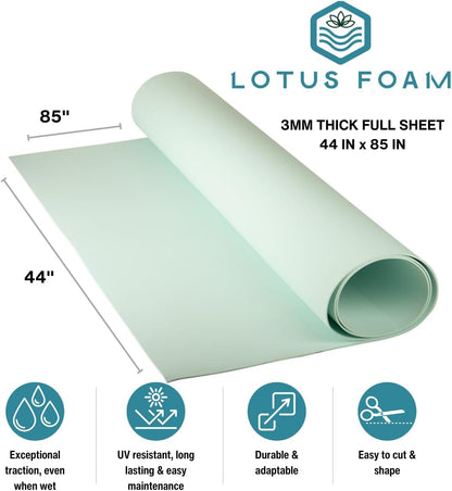 LotusFoam Large 3mm EVA Foam Sheet - 44"x 85" High Density Foam 130 kg/m3 for Cosplay, Costumes, Crafts, Flooring, Outdoor Use - 35 Colors (Sea Green) - Sea Green - Crafty Corner