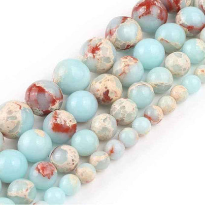 35pcs Adabele Natural Aquamarine Blue Impression Aqua Terra Jasper Healing Gemstone 10mm Sea Sediment Round Loose Beads Gem Stone Spacer GH5-10