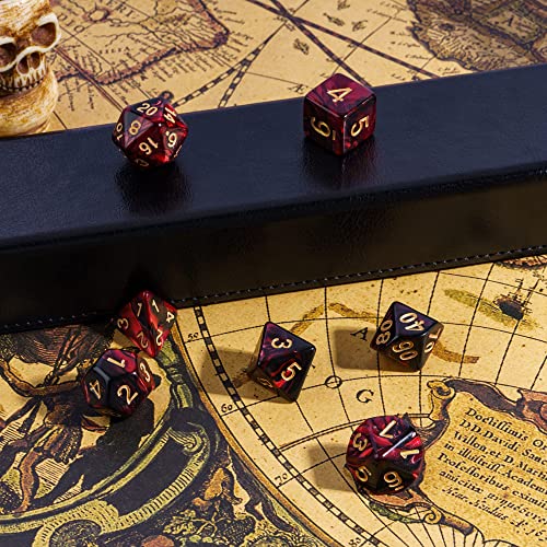 7PCS Polyhedral DND Dice Set Red Black Dice for Role Playing Games