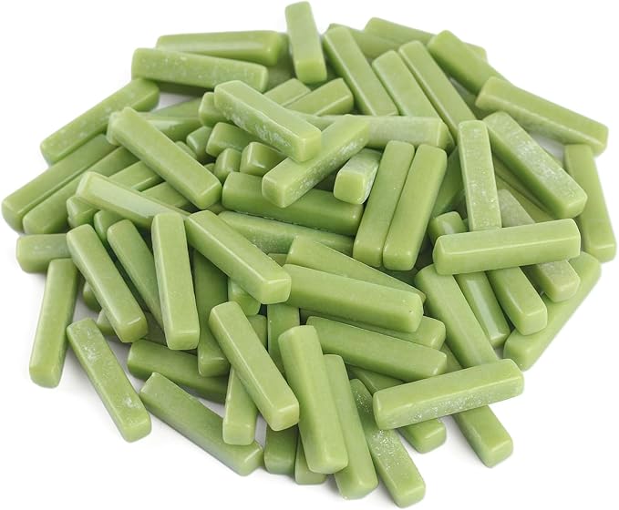 Youway Style Green Mosaic Tiles for Crafts Bulk,150g Strips Shapes Mosaic Glass Pieces,Glass Mosaic Garden Craft Kit