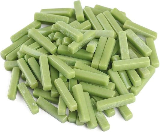 Youway Style Green Mosaic Tiles for Crafts Bulk,150g Strips Shapes Mosaic Glass Pieces,Glass Mosaic Garden Craft Kit