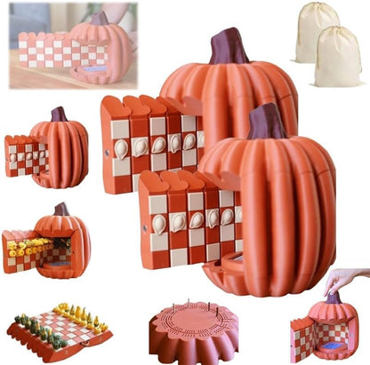 Forgecore Gourd Games, Pumpkin Game Set: Magnetic Chess Checkers, Dice Tower, Cribbage, Card Holder, Gourd Gambit Pumpkin Chess Expansion Pack, 3D Printing Portable Adult Pumpkins Board Game Set(2#1)