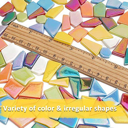 Iridescent Glass Mosaic Tiles for Crafts Bulk (7.06 Ounce)