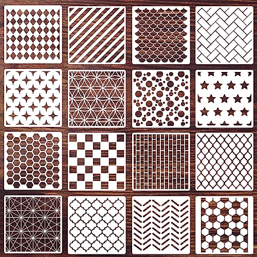 Geometric Stencils for Painting 6" Checkered Honeycomb Stencil (16 Count)