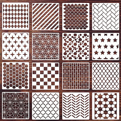 Geometric Stencils for Painting 6" Checkered Honeycomb Stencil (16 Count)