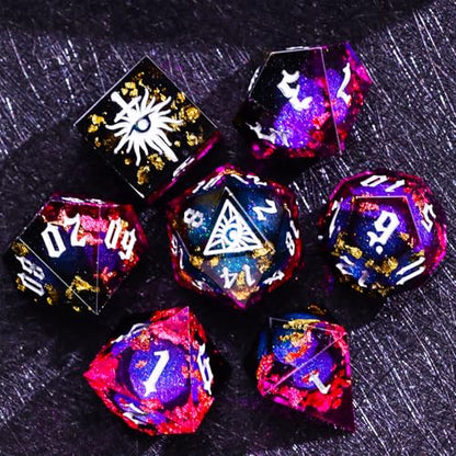 Black Eye of Mystery Liquid Core DND Dice Set (7 Count)