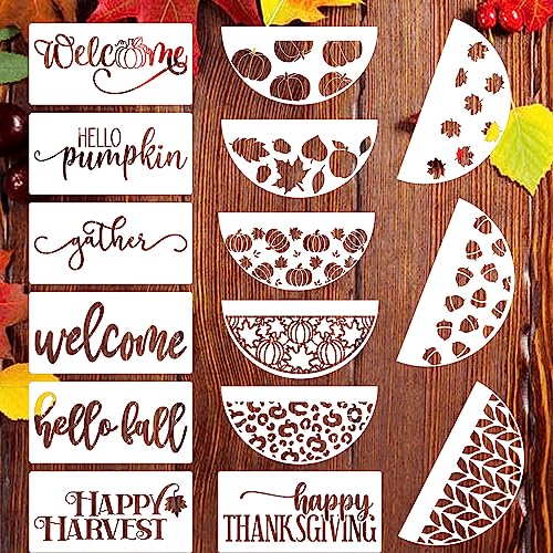 Fall Stencils for Crafts Reusable 12" Fall Stencils for Painting Wood Signs (15 Count)