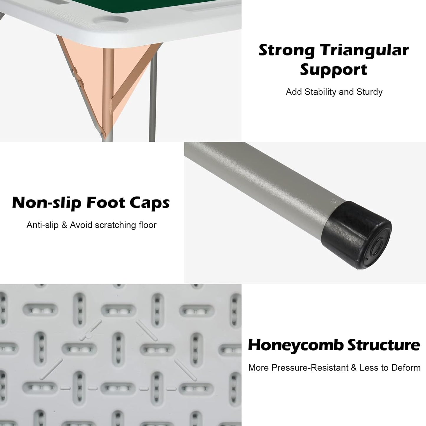 PEXMOR 35" Foldable Mahjong Table, 4 Player Card Game Table w/Cup Holders & Chip Grooves, Portable Folding Poker Domino Board Game Table for Blackjack, Texas Hold'em, Jigsaw Puzzles Game