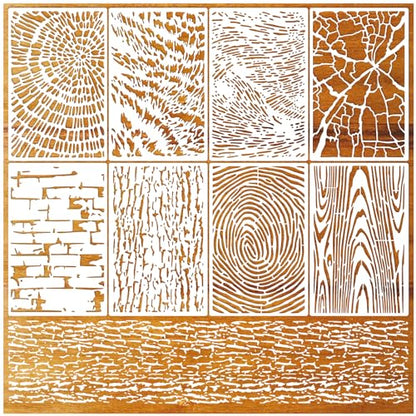 8 Pieces Abstract Geometry Texture Brick Stencils for Painting Wood Grain Mixed Crackle Marble Stencils Spray Paint Layering Stencil Templates for Furniture DIY Craft (8 Count)